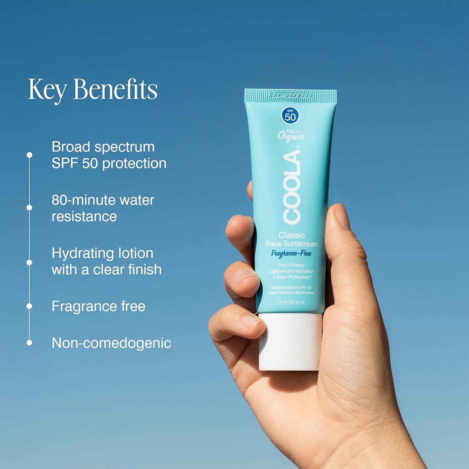 COOLA Organic Face Sunscreen SPF 50 Sunblock Lotion, Dermatologist Tested Skin Care for Daily Protection, Vegan and Gluten Free, Fragrance Free, 1.7 Fl Oz.