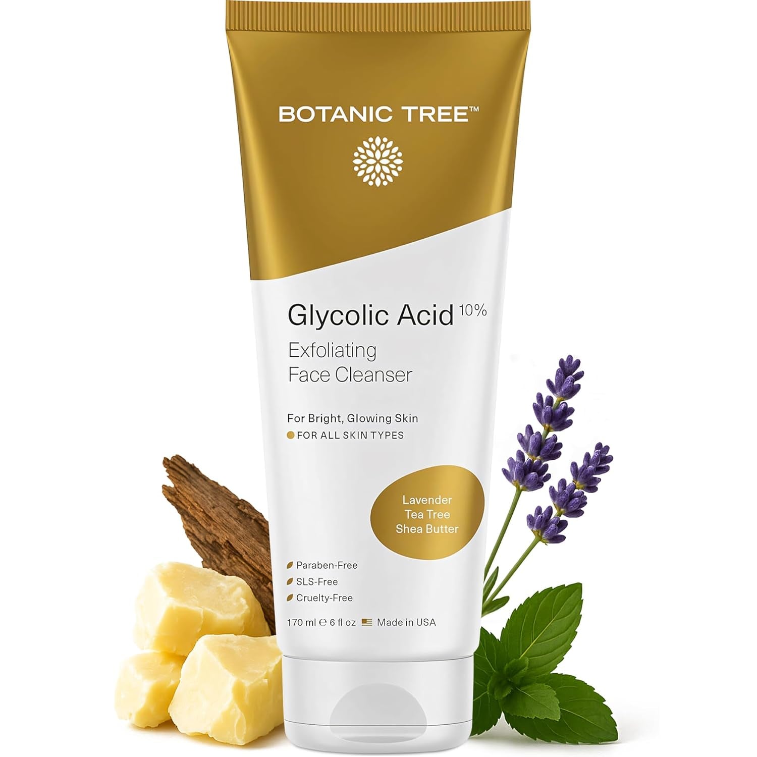 Glycolic Acid Face Wash, Exfoliating Facial Cleanser and Scrub, 10% Glycolic Acid, AHA and Salicylic Acid, 6 Fl. Oz