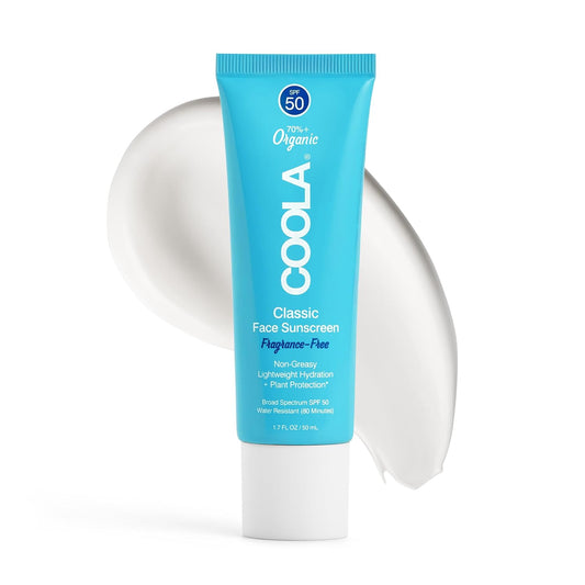 COOLA Organic Face Sunscreen SPF 50 Sunblock Lotion, Dermatologist Tested Skin Care for Daily Protection, Vegan and Gluten Free, Fragrance Free, 1.7 Fl Oz.